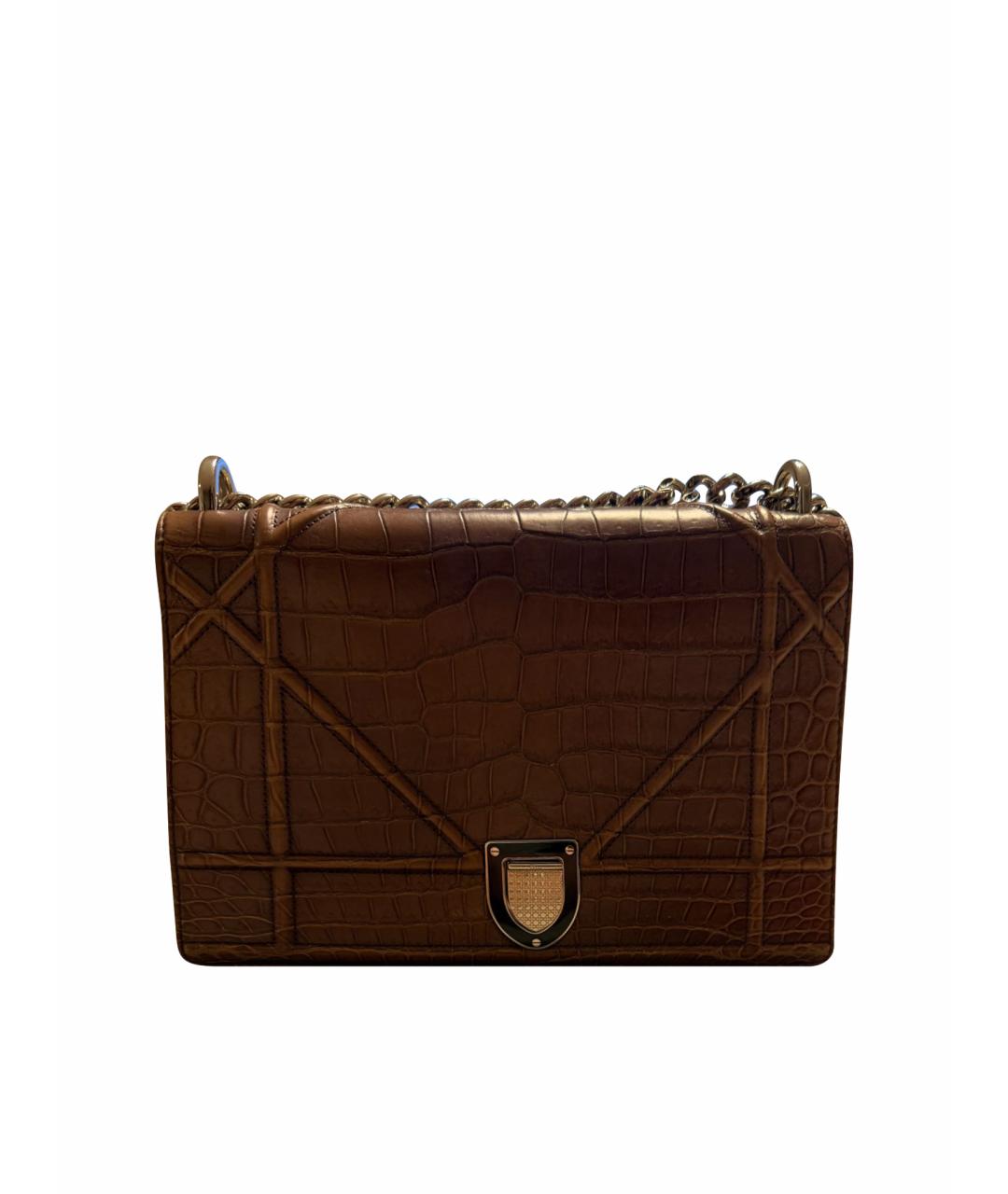CHRISTIAN DIOR Коричневая сумка через плечо из экзотической кожи, фото 1