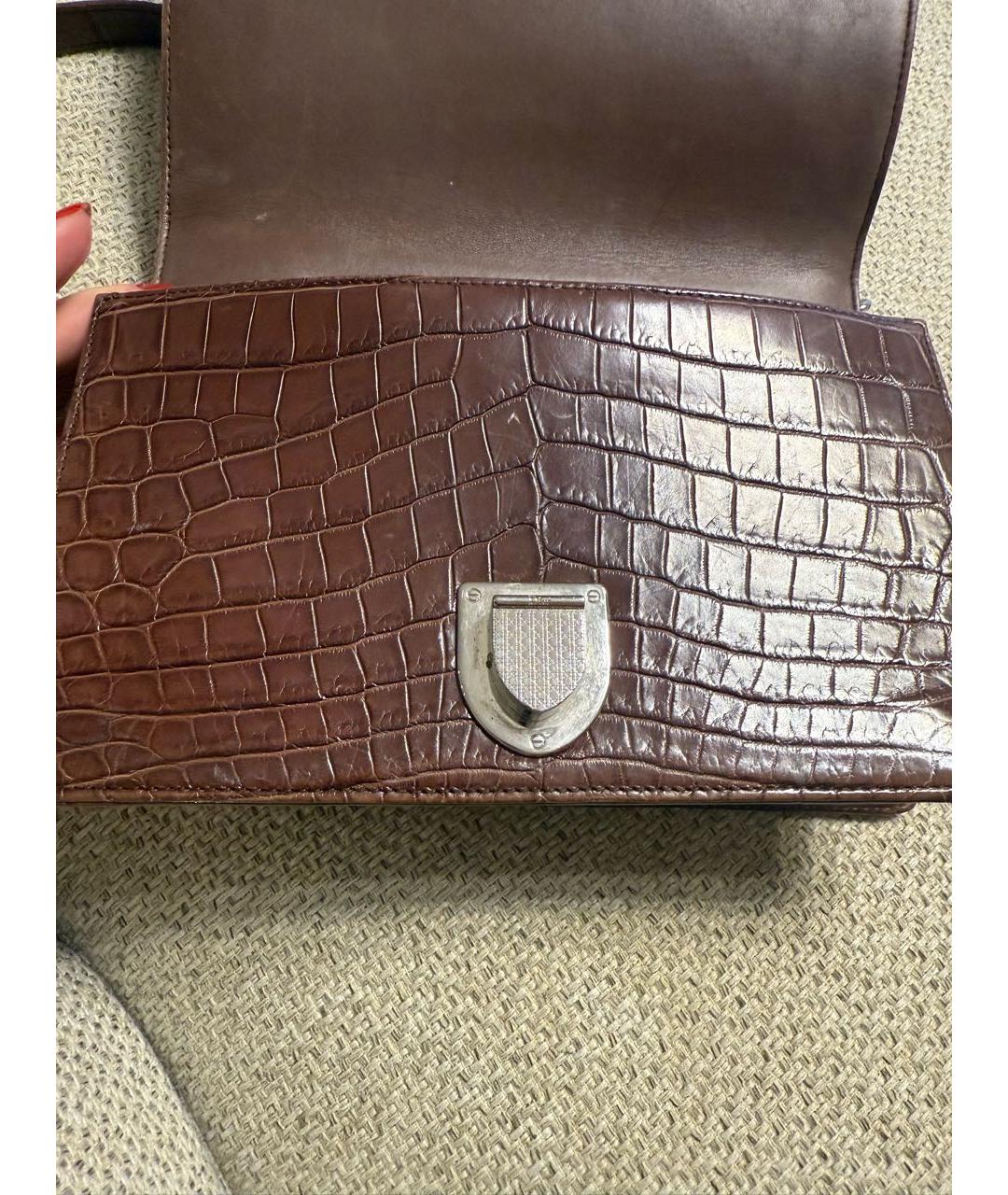 CHRISTIAN DIOR Коричневая сумка через плечо из экзотической кожи, фото 3