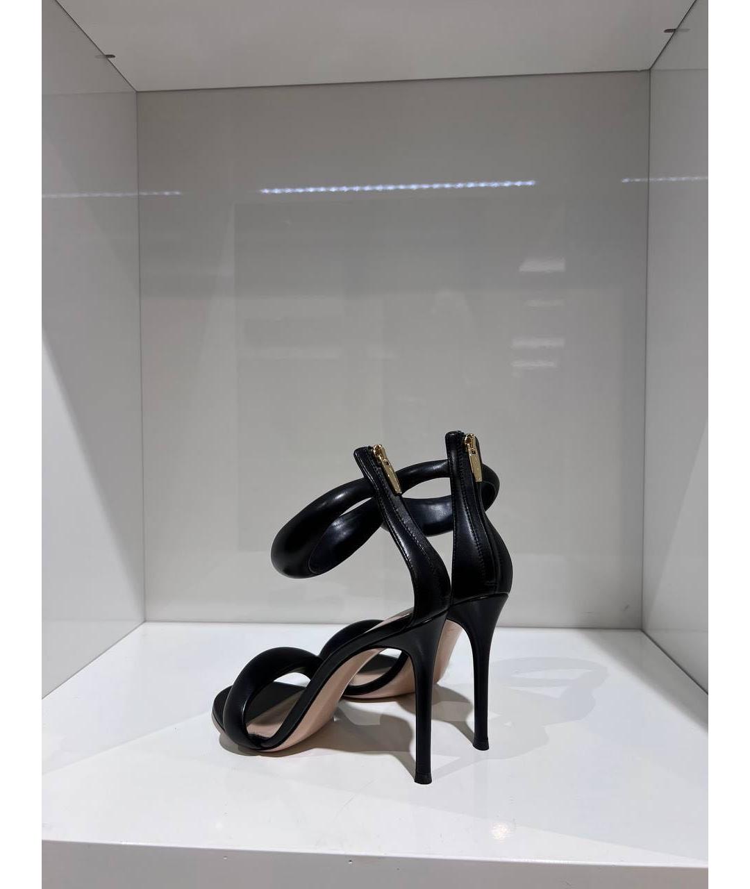 GIANVITO ROSSI Черные кожаные босоножки, фото 4