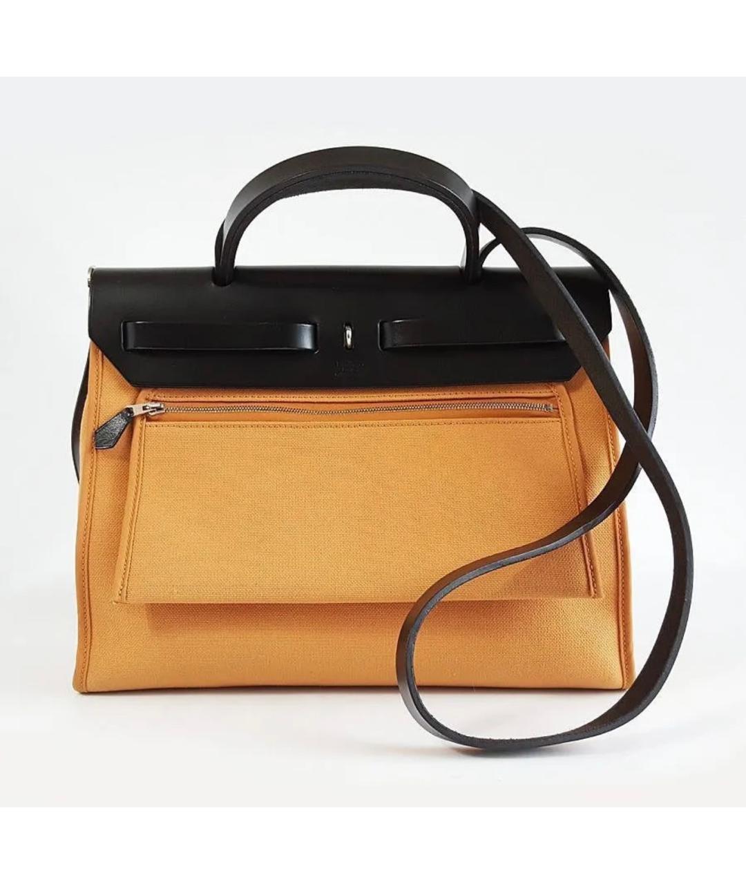 HERMES Оранжевая тканевая сумка через плечо, фото 3