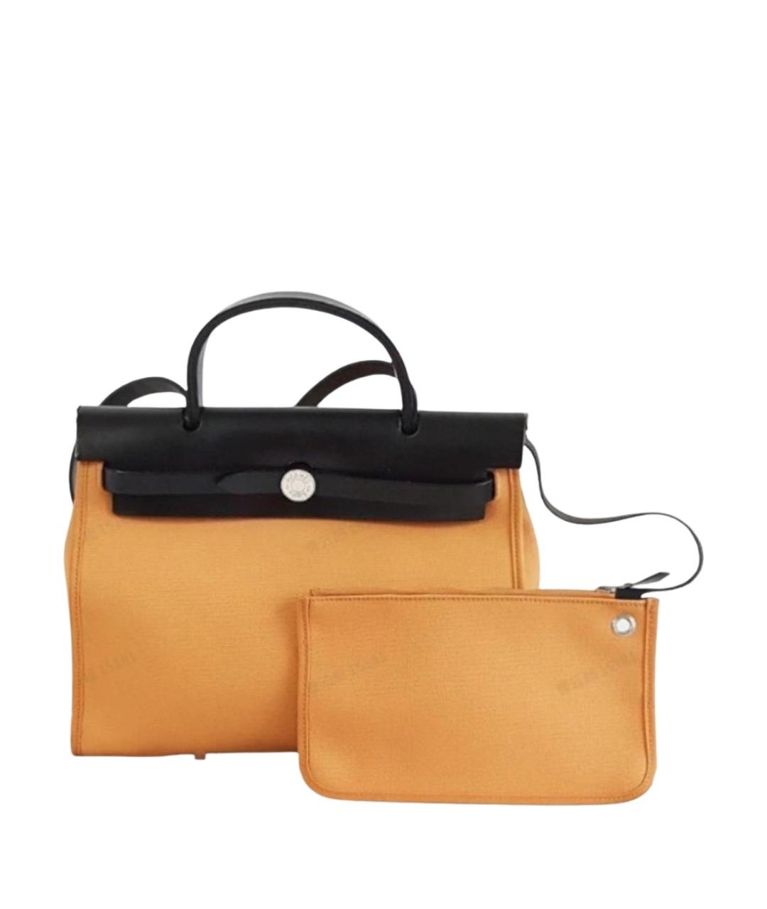 HERMES Оранжевая тканевая сумка через плечо, фото 1