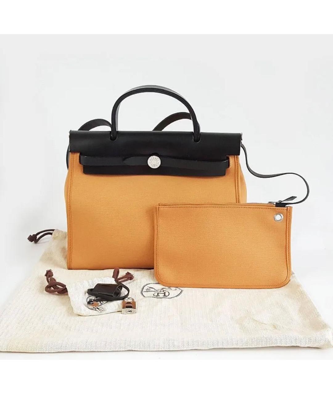 HERMES Оранжевая тканевая сумка через плечо, фото 2