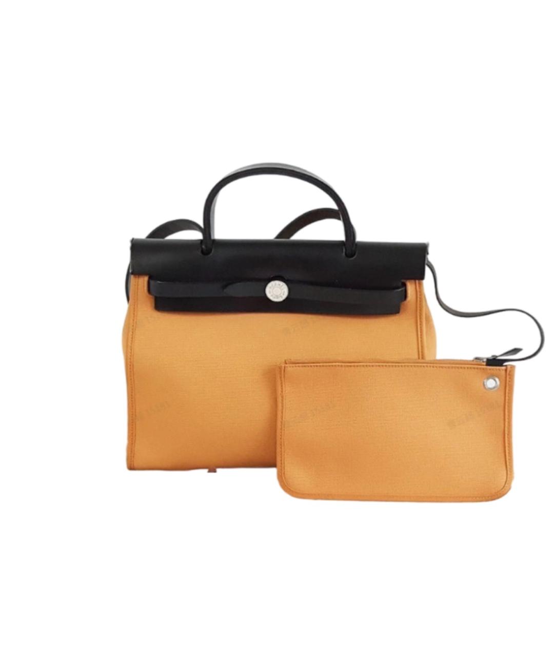 HERMES Оранжевая тканевая сумка через плечо, фото 10