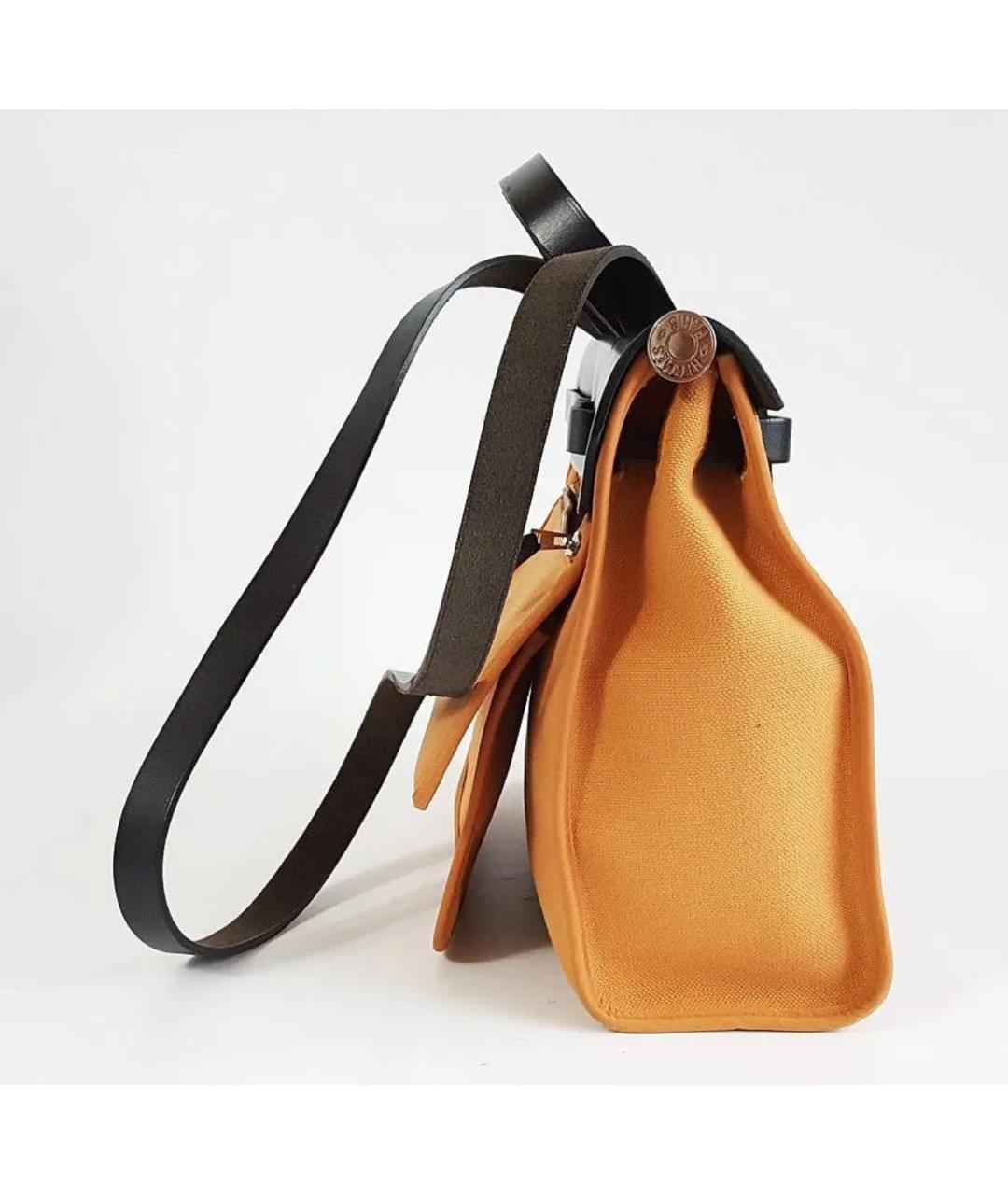 HERMES Оранжевая тканевая сумка через плечо, фото 4