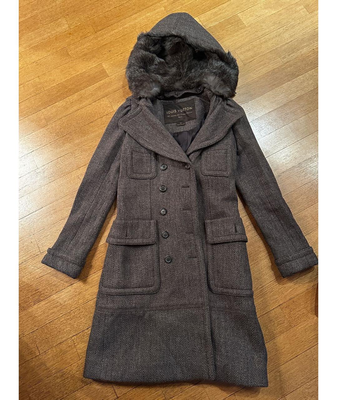LOUIS VUITTON Антрацитовое шерстяное пальто, фото 7
