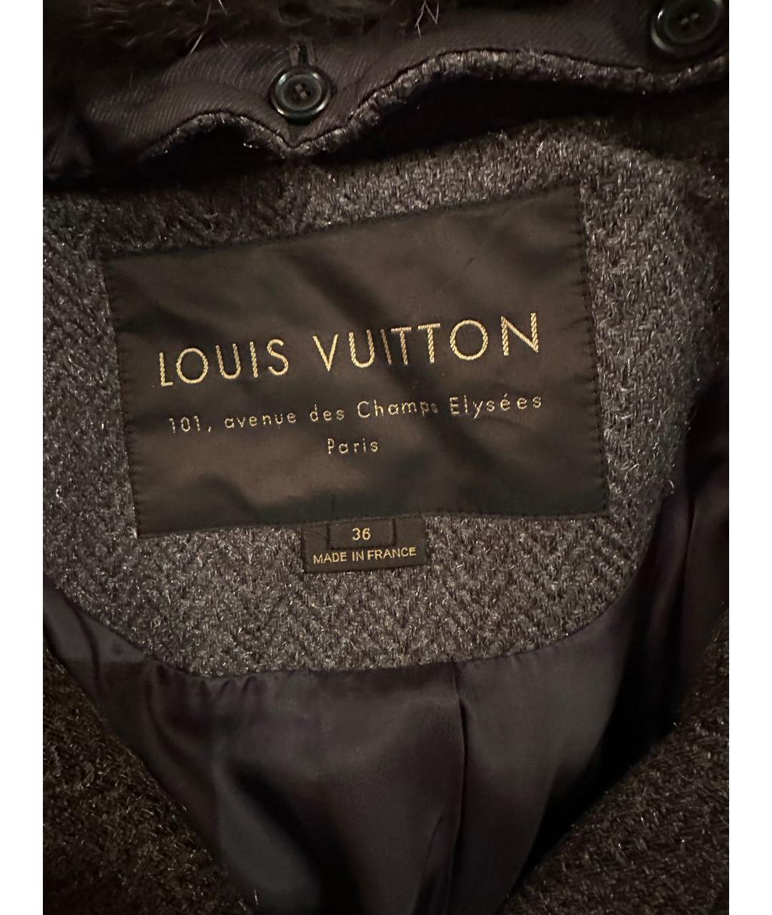 LOUIS VUITTON Антрацитовое шерстяное пальто, фото 3