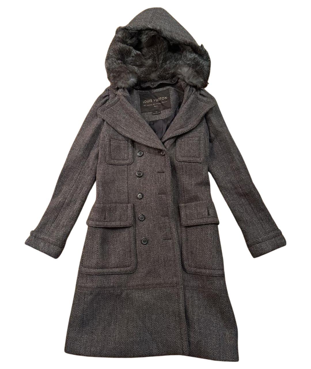 LOUIS VUITTON Антрацитовое шерстяное пальто, фото 1