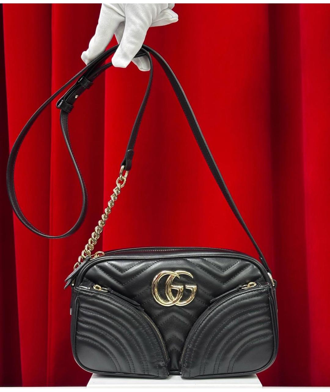 GUCCI Черная кожаная сумка через плечо, фото 4