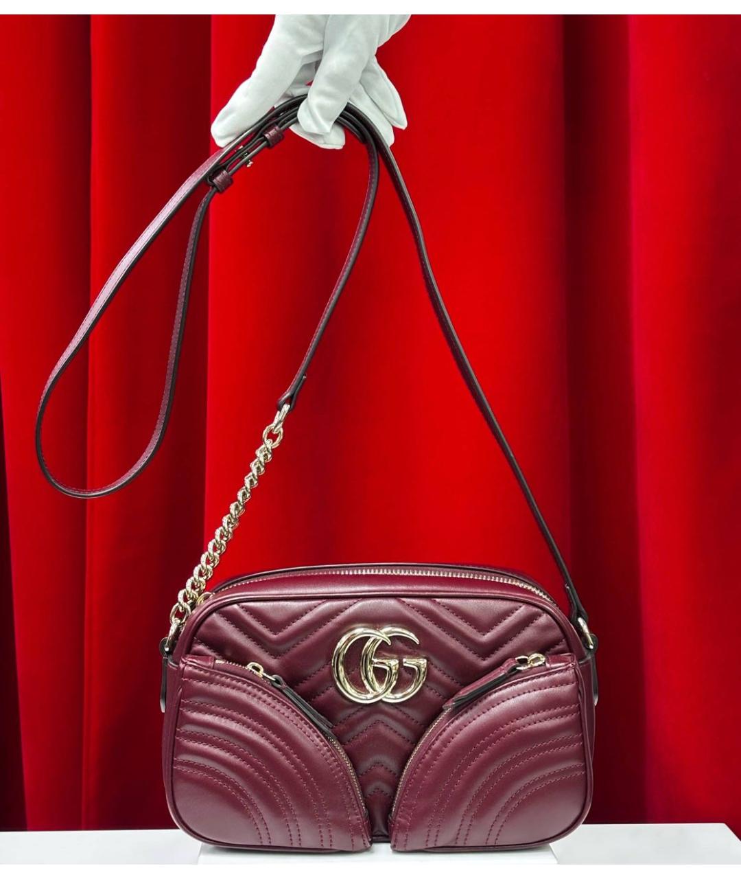 GUCCI Бордовая кожаная сумка через плечо, фото 4