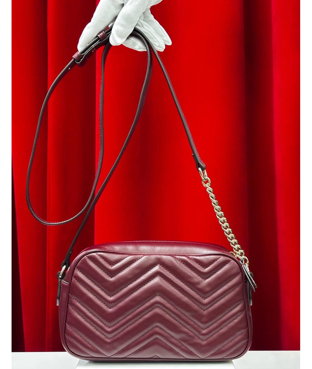 GUCCI Бордовая кожаная сумка через плечо, фото 5