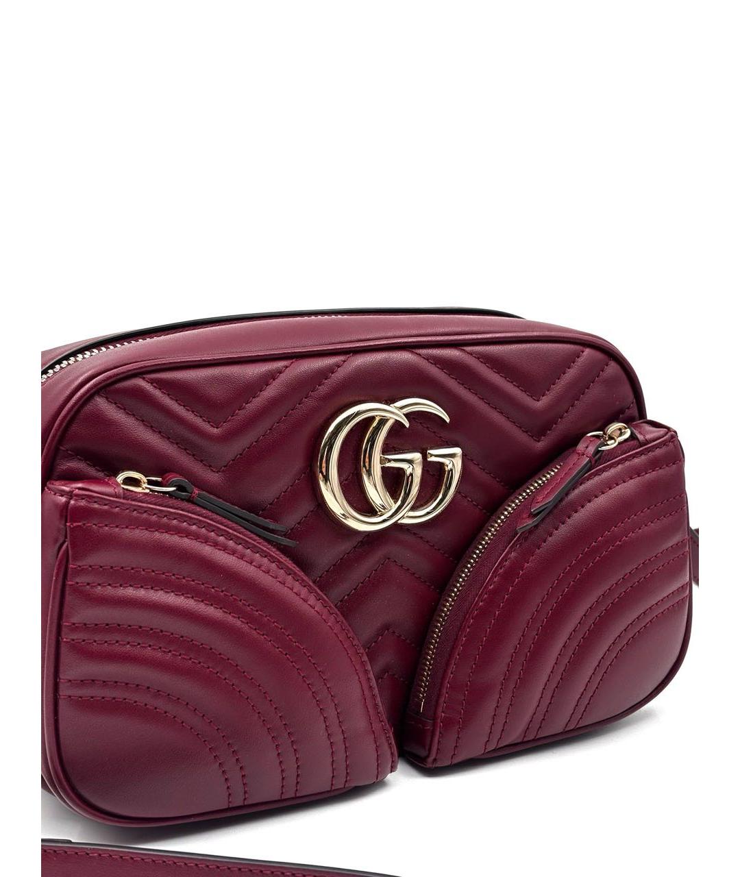 GUCCI Бордовая кожаная сумка через плечо, фото 3