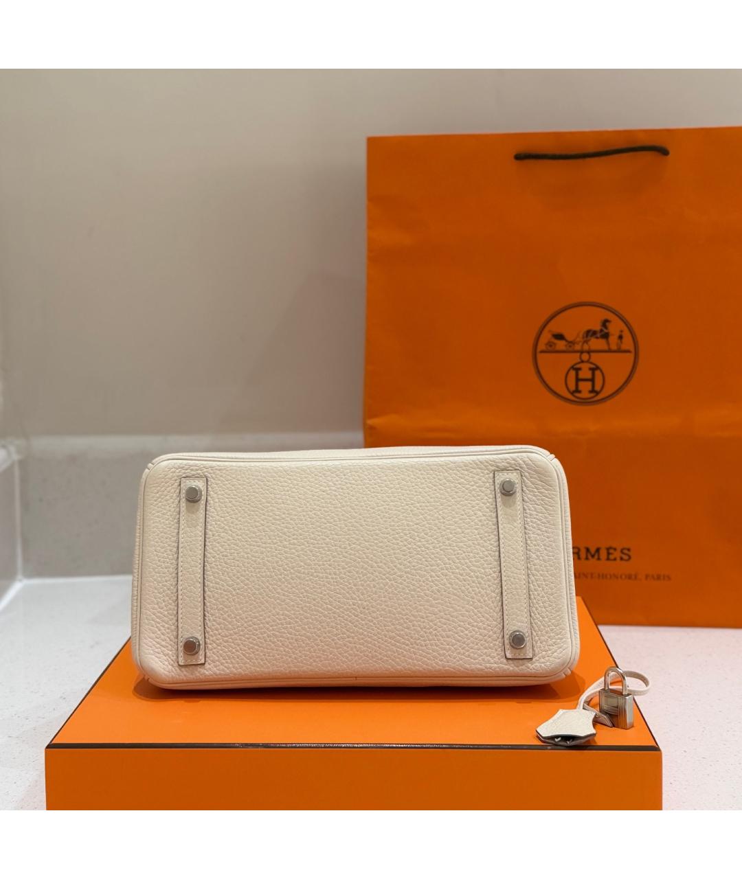 HERMES Белая кожаная сумка с короткими ручками, фото 5