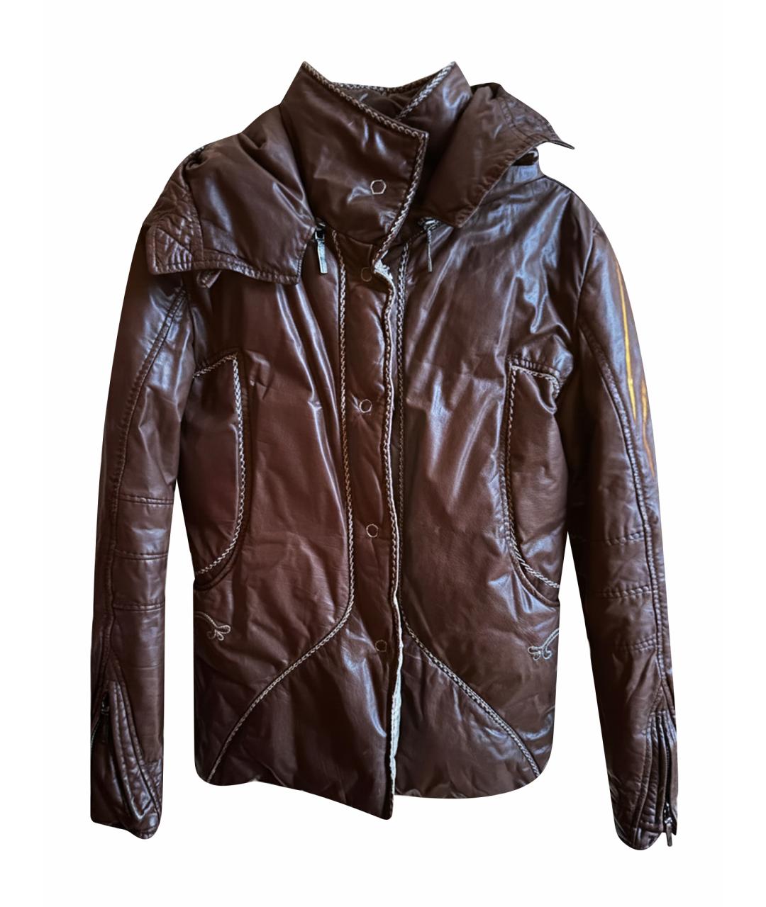 ERMANNO SCERVINO Коричневый кожаный пуховик, фото 1
