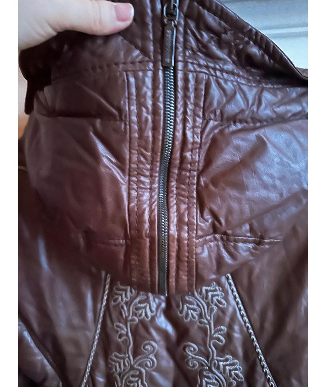 ERMANNO SCERVINO Коричневый кожаный пуховик, фото 3