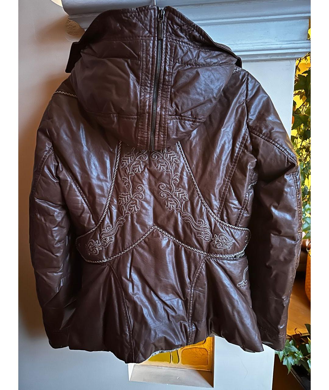 ERMANNO SCERVINO Коричневый кожаный пуховик, фото 2