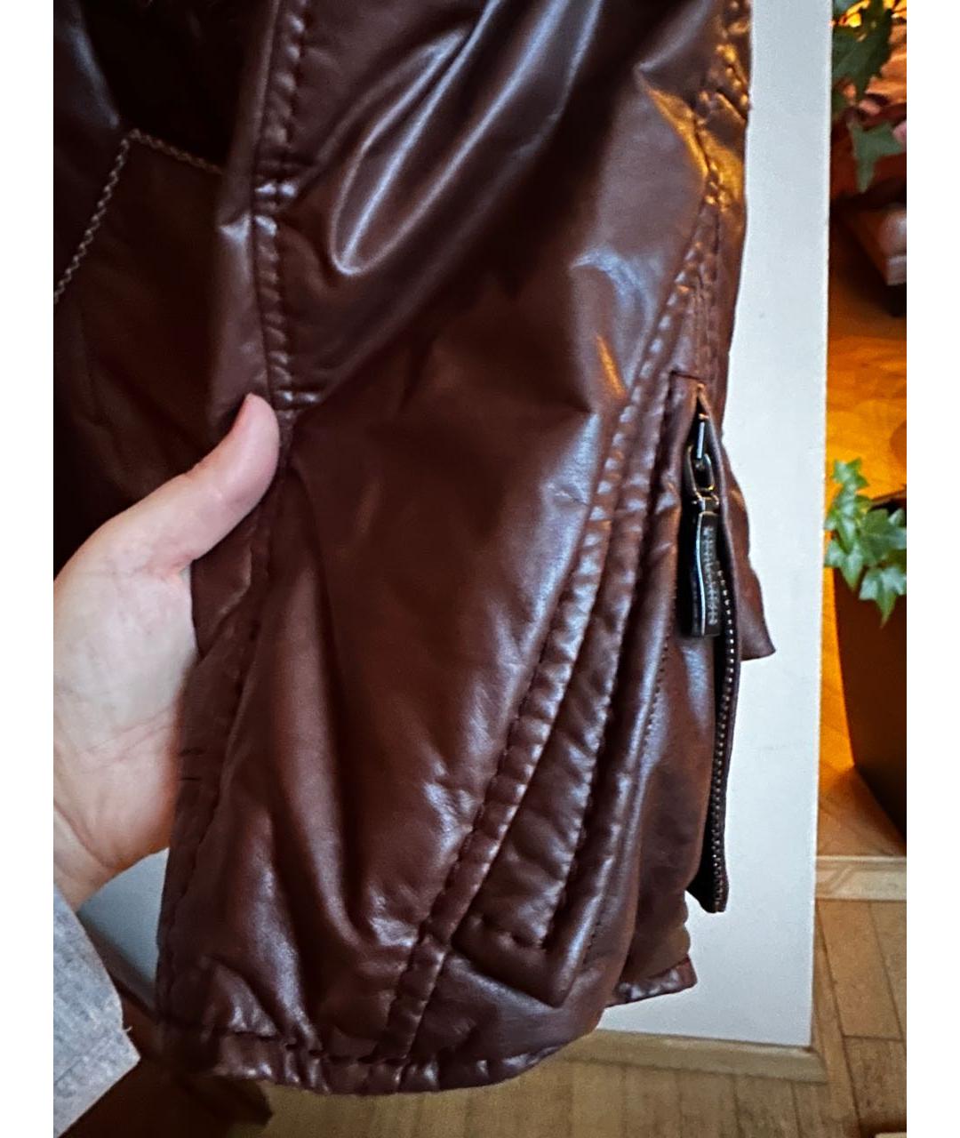 ERMANNO SCERVINO Коричневый кожаный пуховик, фото 4