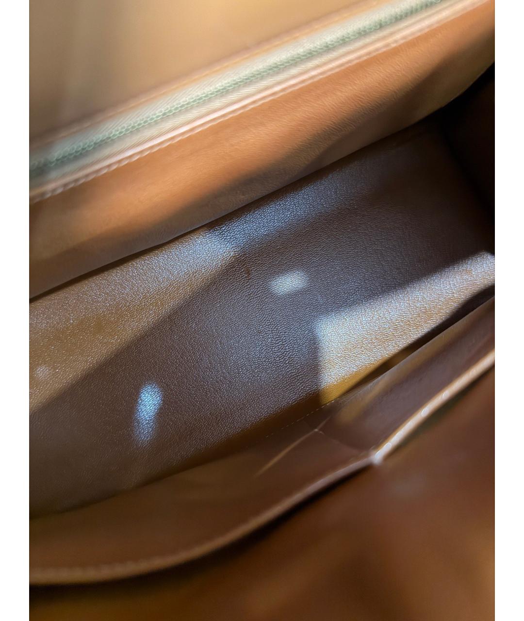 HERMES Коричневая кожаная сумка с короткими ручками, фото 9