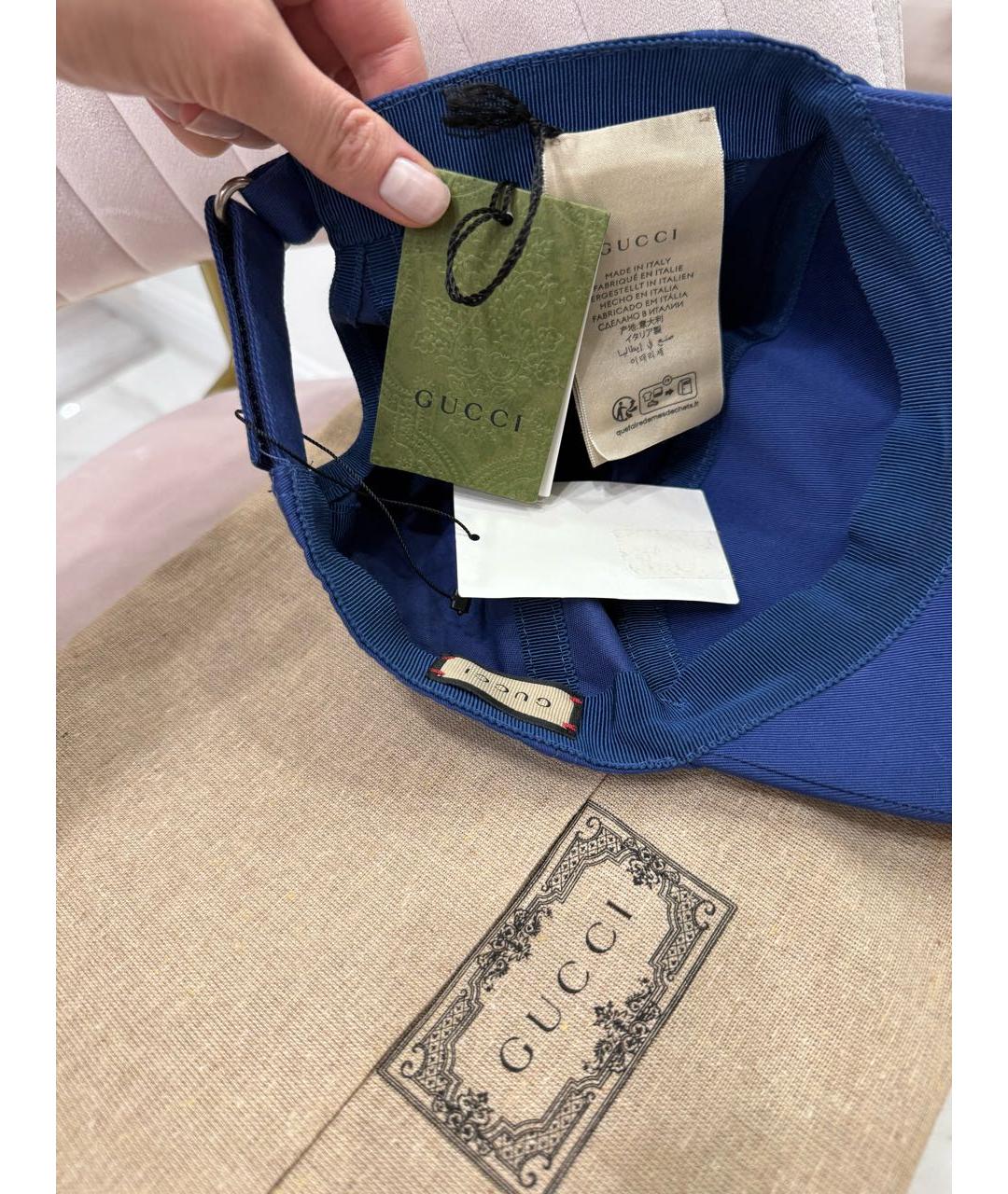 GUCCI Синяя хлопковая кепка/бейсболка, фото 3