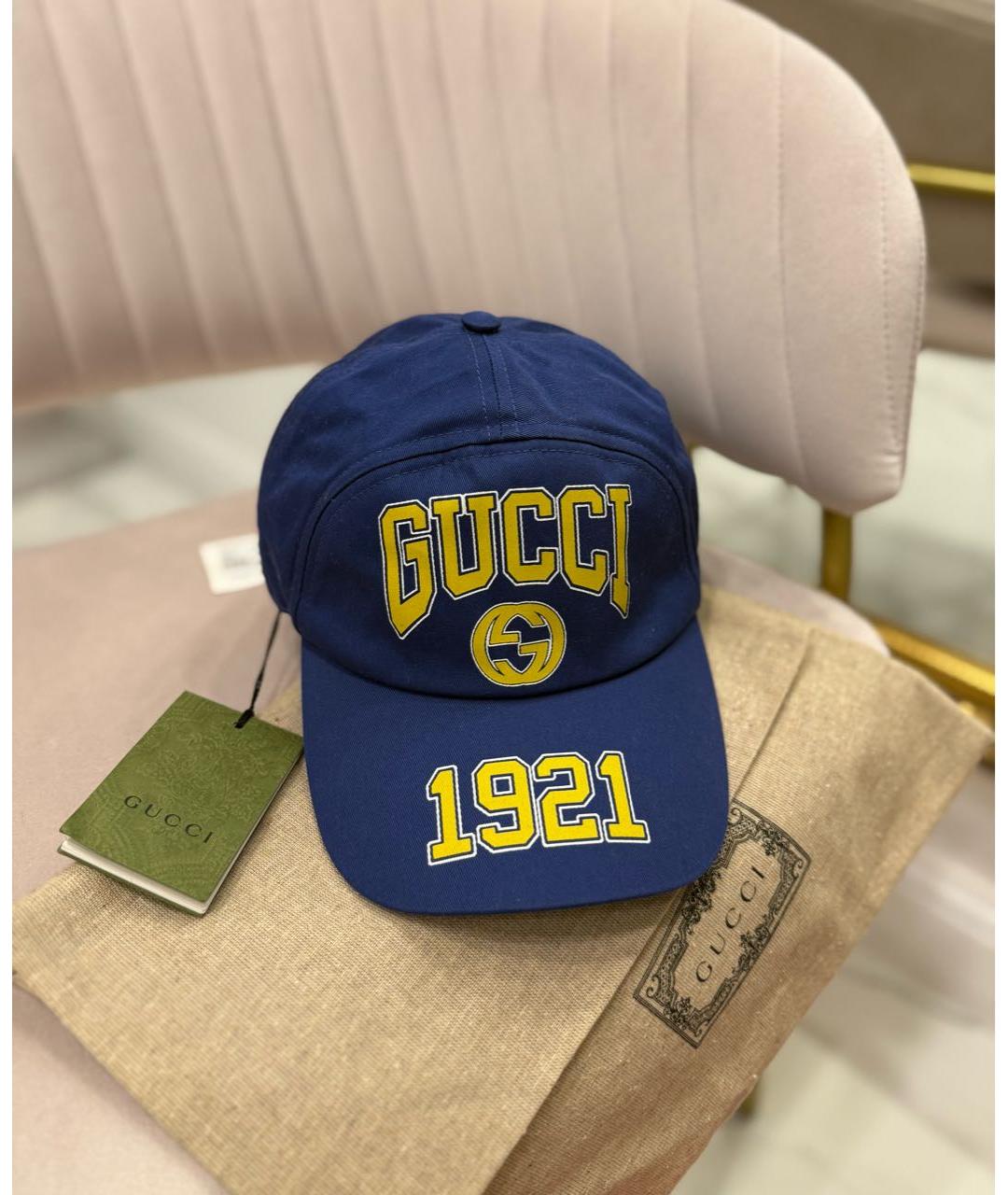 GUCCI Синяя хлопковая кепка/бейсболка, фото 4