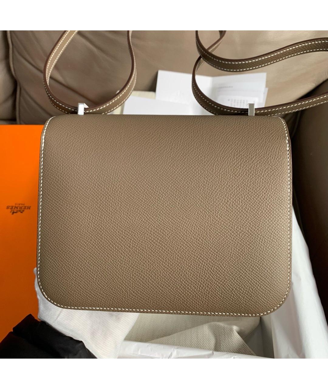 HERMES Бежевая кожаная сумка через плечо, фото 5