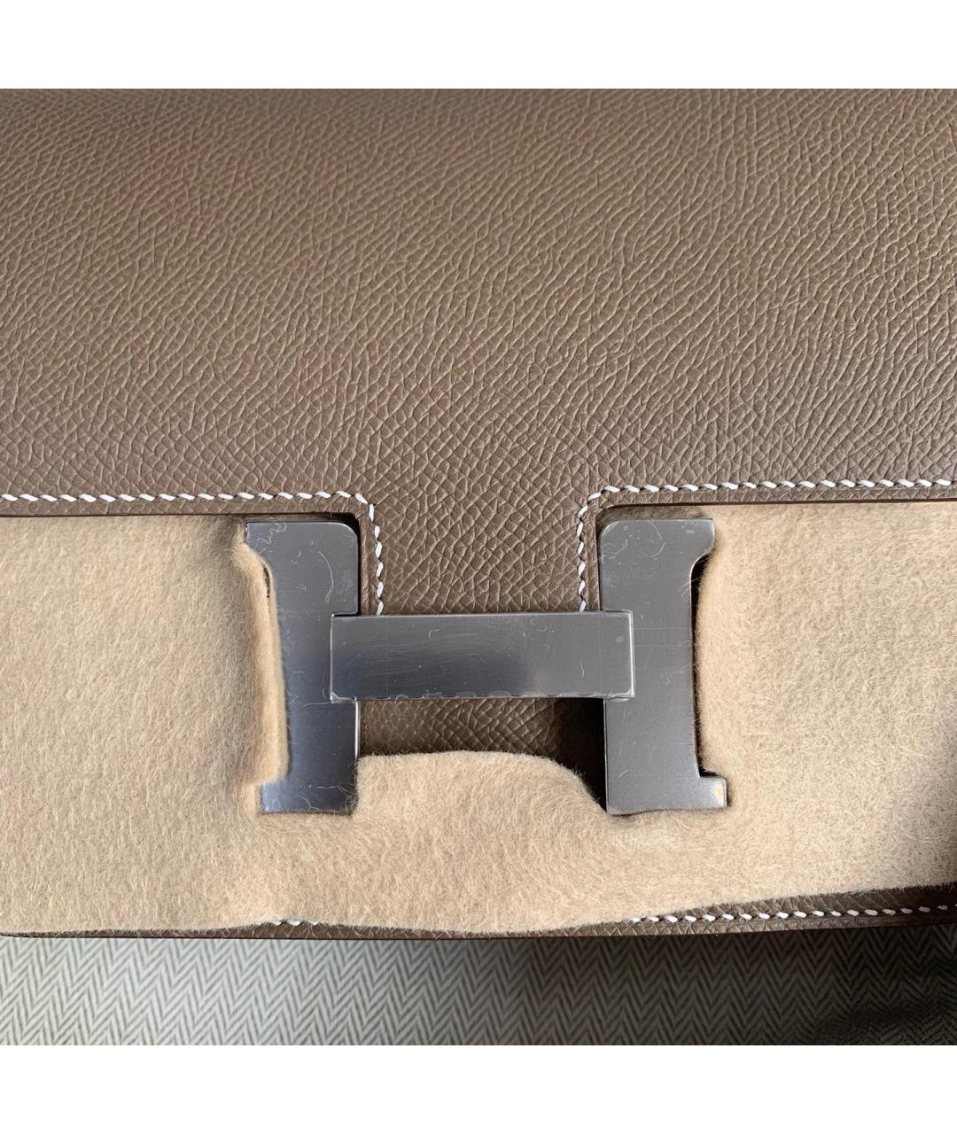 HERMES Бежевая кожаная сумка через плечо, фото 2