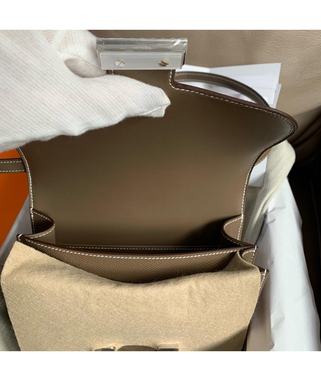 HERMES Бежевая кожаная сумка через плечо, фото 3