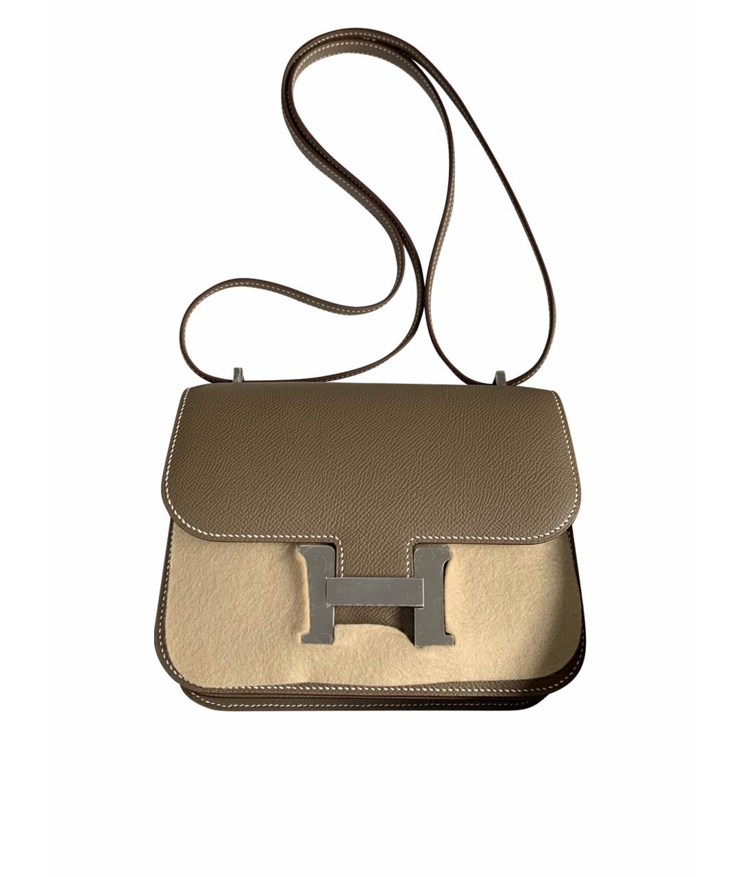 HERMES Бежевая кожаная сумка через плечо, фото 1