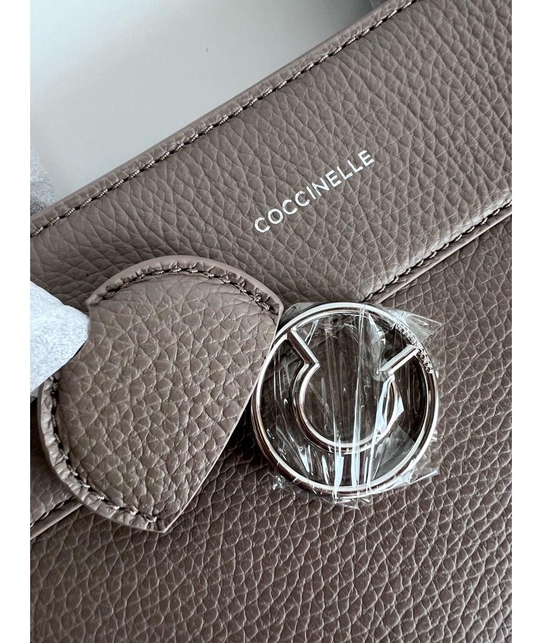 COCCINELLE Бежевая кожаная сумка с короткими ручками, фото 7
