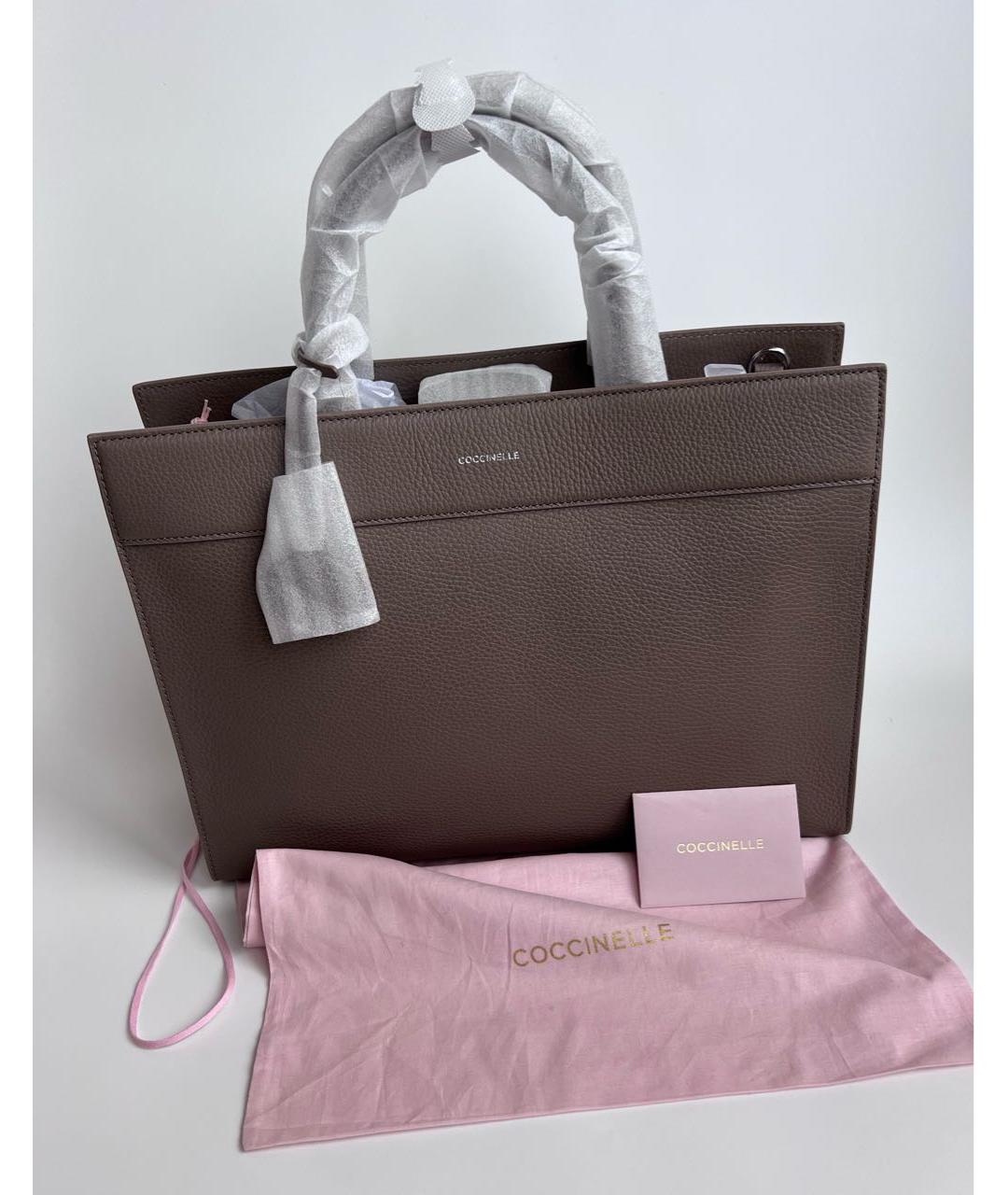 COCCINELLE Бежевая кожаная сумка с короткими ручками, фото 6