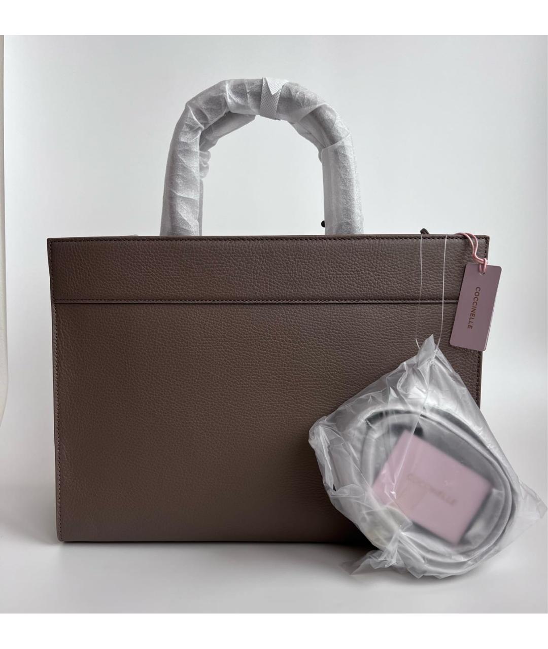 COCCINELLE Бежевая кожаная сумка с короткими ручками, фото 8