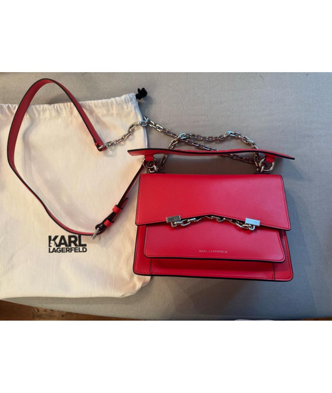 KARL LAGERFELD Красная кожаная сумка через плечо, фото 3