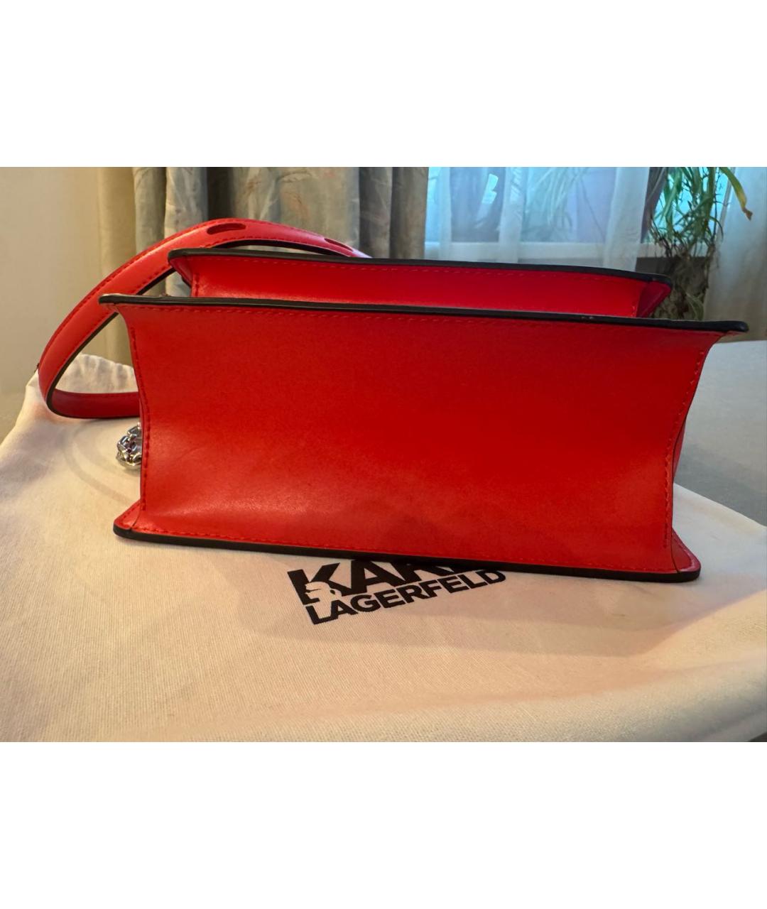 KARL LAGERFELD Красная кожаная сумка через плечо, фото 5