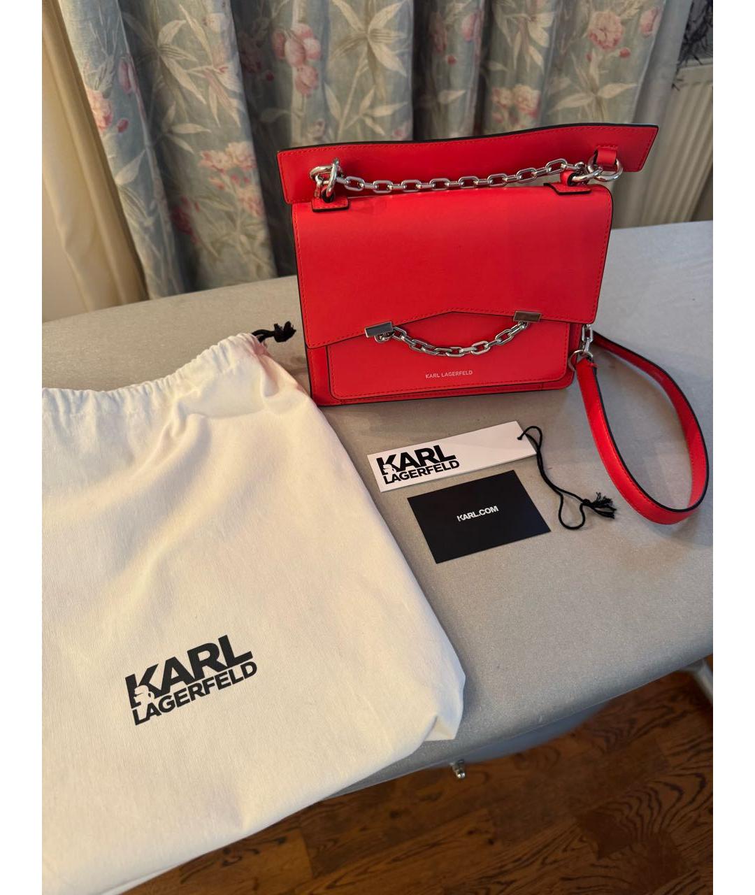 KARL LAGERFELD Красная кожаная сумка через плечо, фото 2