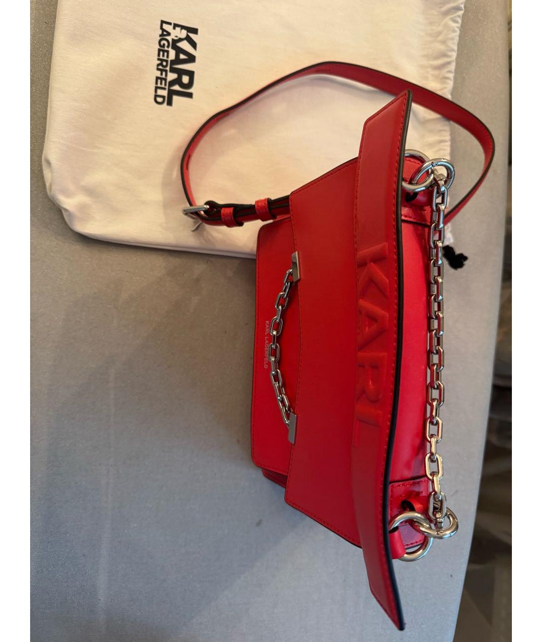 KARL LAGERFELD Красная кожаная сумка через плечо, фото 7