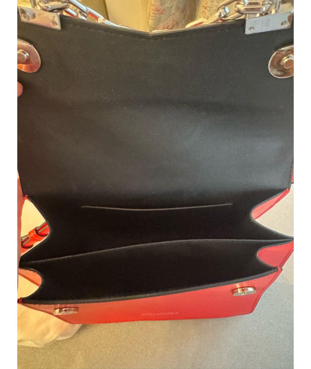 KARL LAGERFELD Красная кожаная сумка через плечо, фото 4