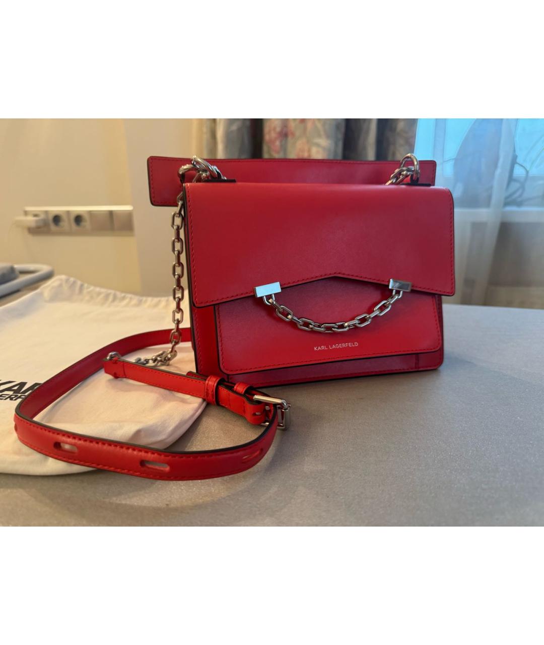 KARL LAGERFELD Красная кожаная сумка через плечо, фото 8