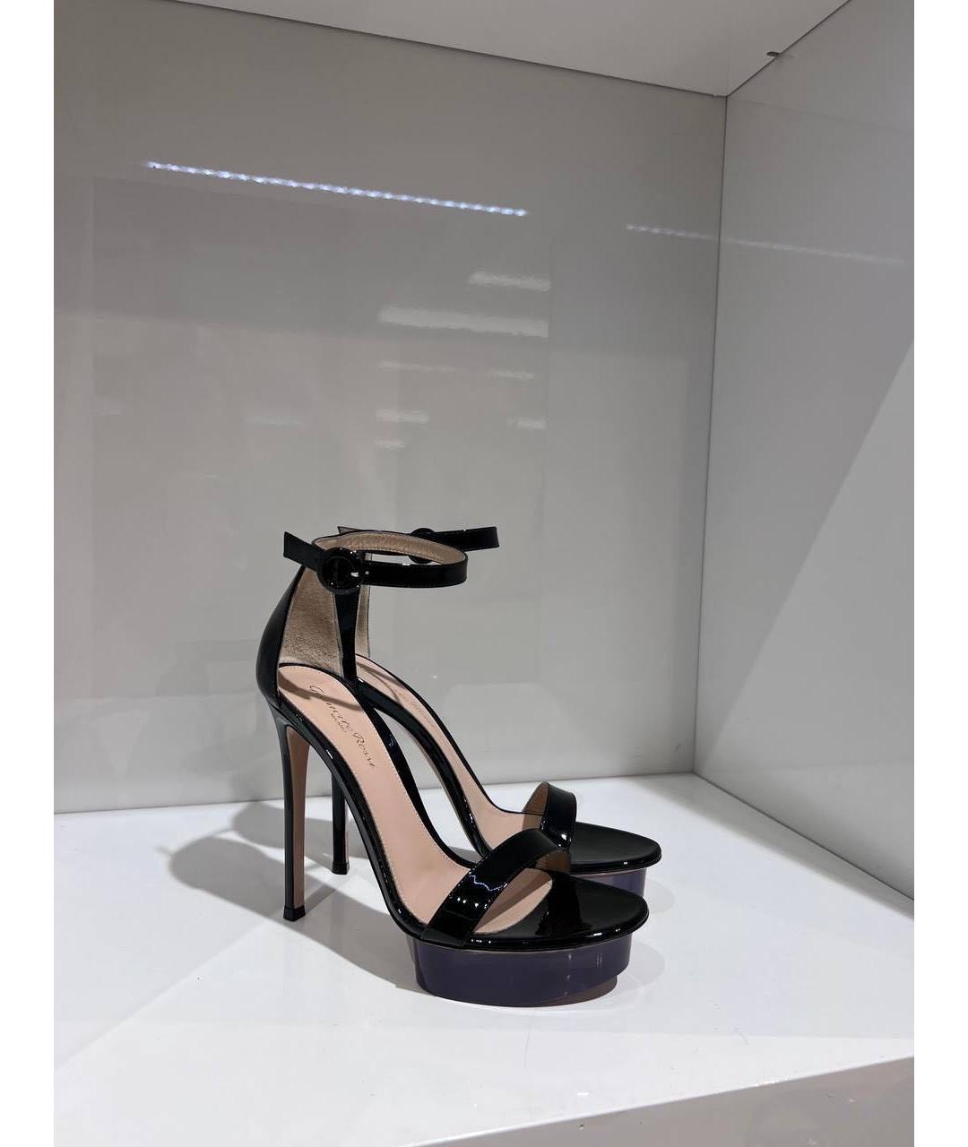 GIANVITO ROSSI Черные босоножки из лакированной кожи, фото 2