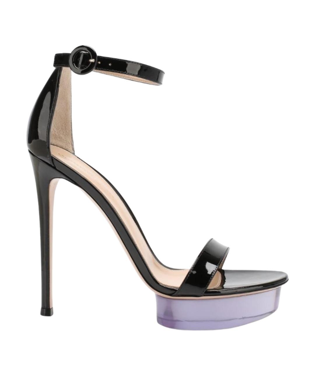 GIANVITO ROSSI Черные босоножки из лакированной кожи, фото 1