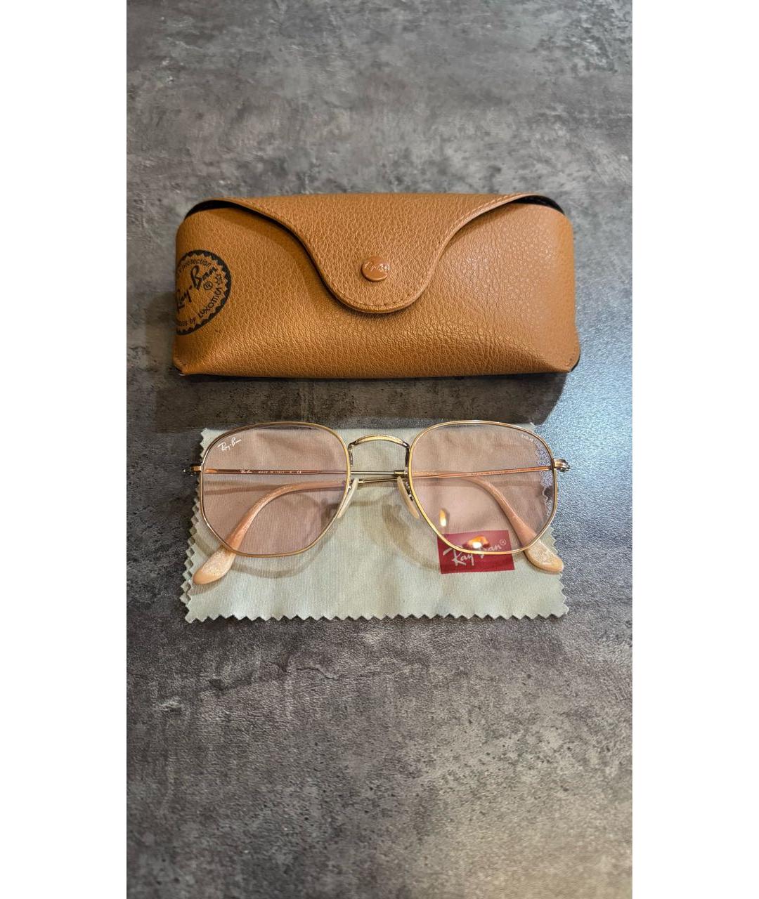 RAY BAN Розовые металлические солнцезащитные очки, фото 9