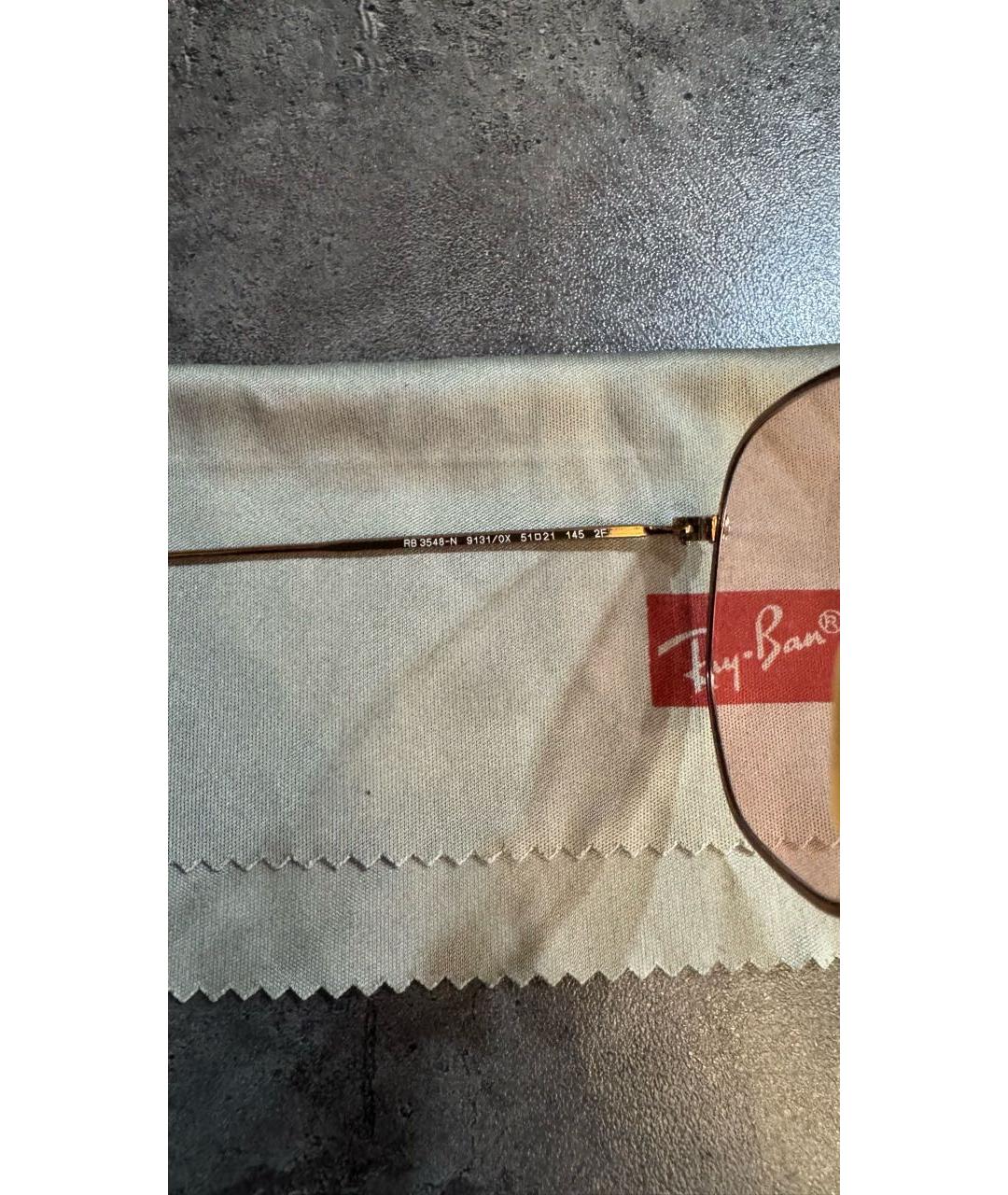 RAY BAN Розовые металлические солнцезащитные очки, фото 7