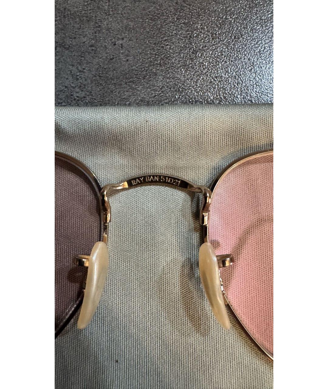 RAY BAN Розовые металлические солнцезащитные очки, фото 6