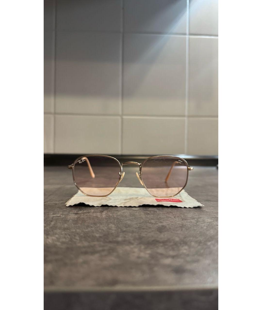 RAY BAN Розовые металлические солнцезащитные очки, фото 4