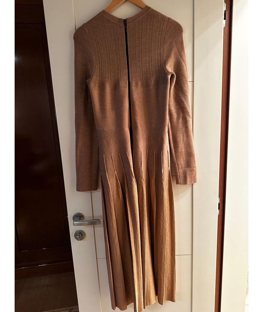 BOTTEGA VENETA Бежевое шерстяное повседневное платье, фото 2