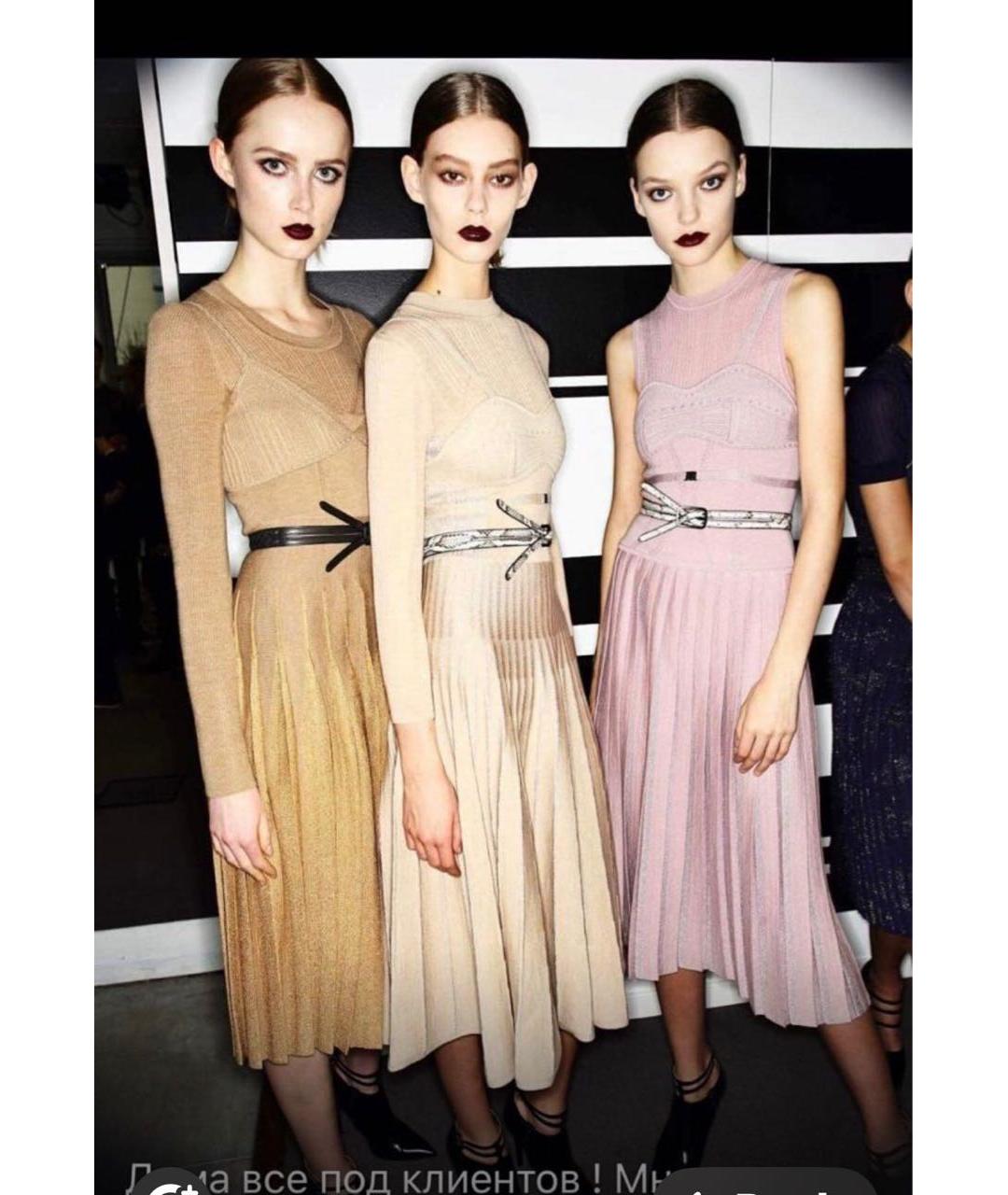 BOTTEGA VENETA Бежевое шерстяное повседневное платье, фото 5