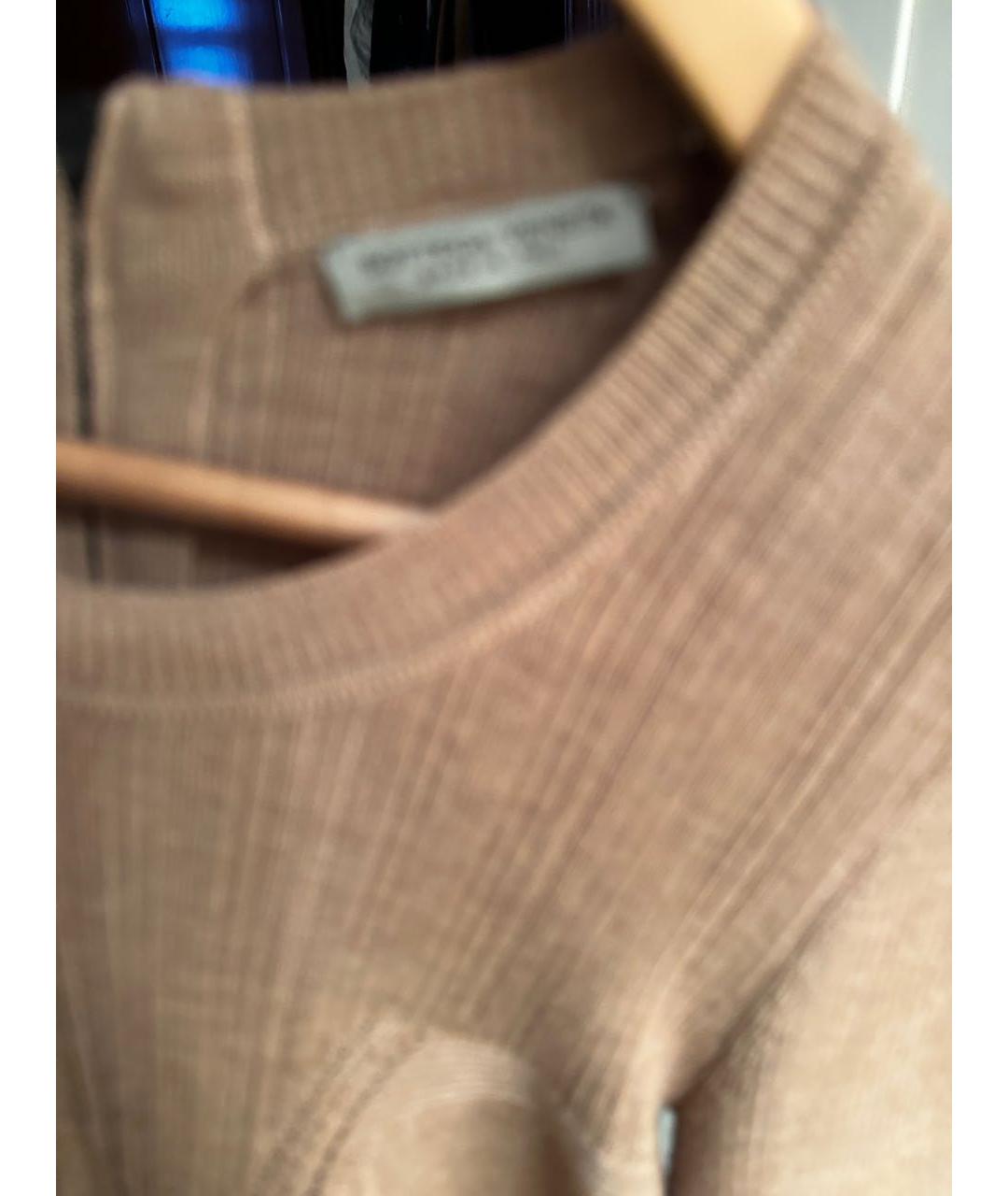 BOTTEGA VENETA Бежевое шерстяное повседневное платье, фото 7