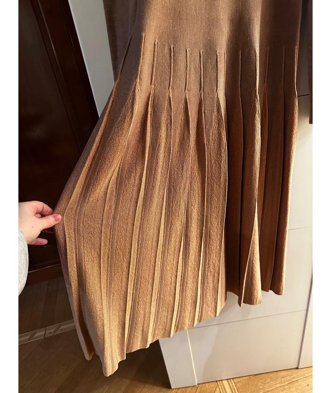 BOTTEGA VENETA Бежевое шерстяное повседневное платье, фото 3