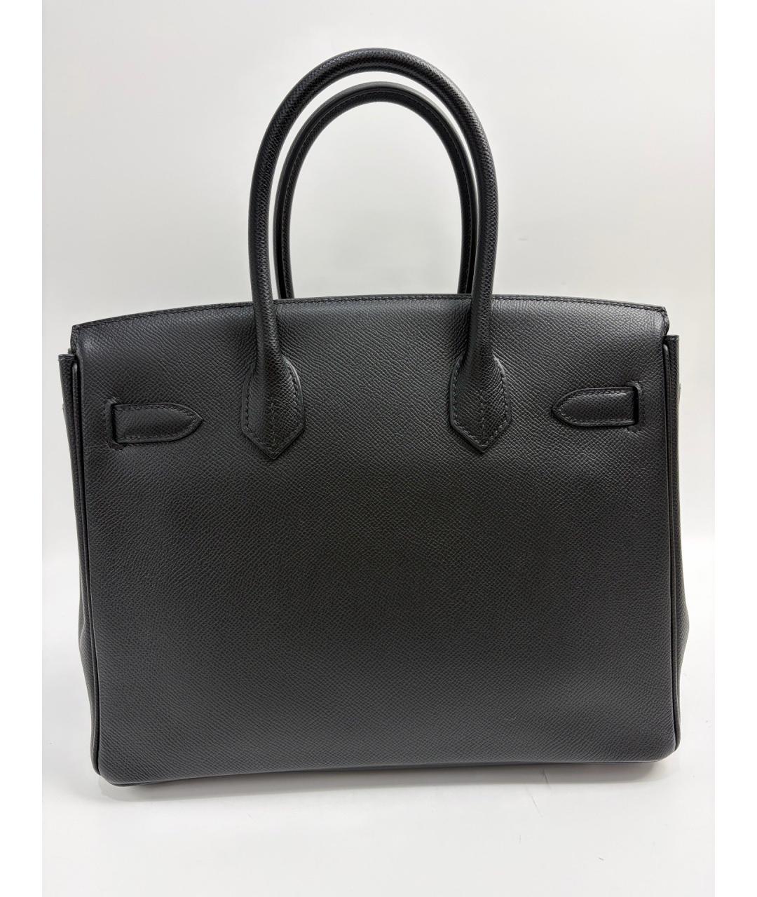 HERMES Черная кожаная сумка с короткими ручками, фото 3