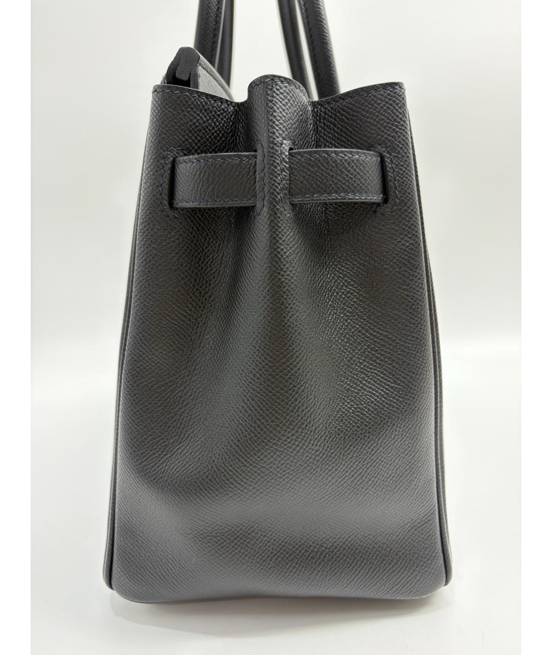 HERMES Черная кожаная сумка с короткими ручками, фото 4