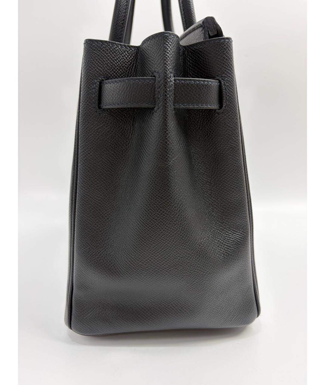 HERMES Черная кожаная сумка с короткими ручками, фото 5