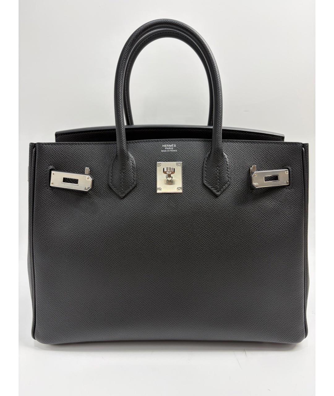 HERMES Черная кожаная сумка с короткими ручками, фото 2